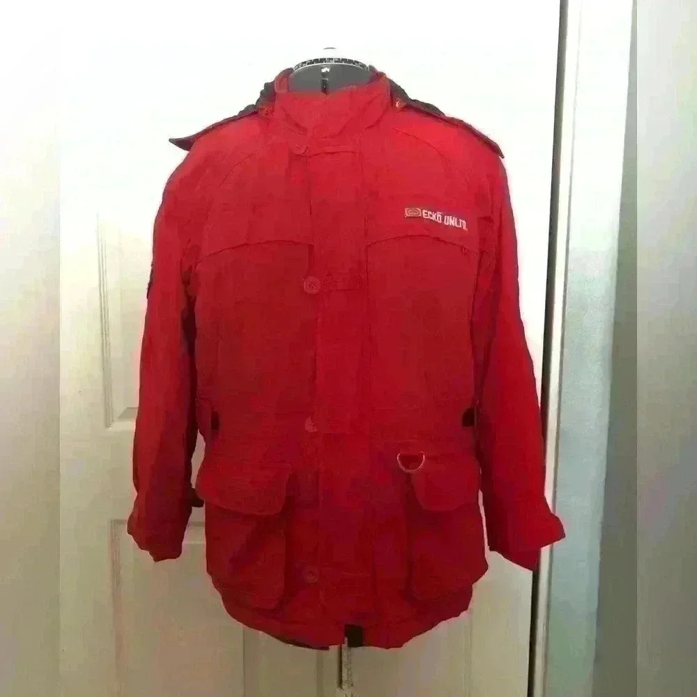 Vtg y2k ecko red hooded snow jacket women Medium